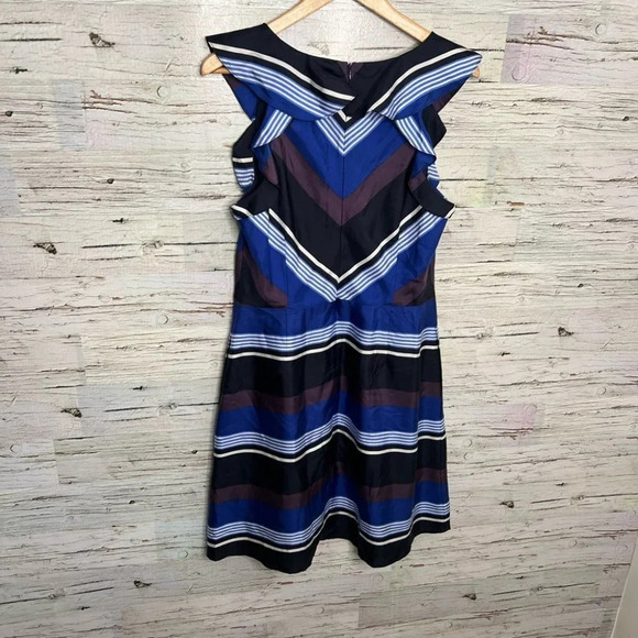 Banana republic size 12 purple blue dress midi striped - Picture 7 of 8